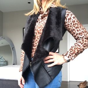 Blank NYC Faux leather and fur lined vest